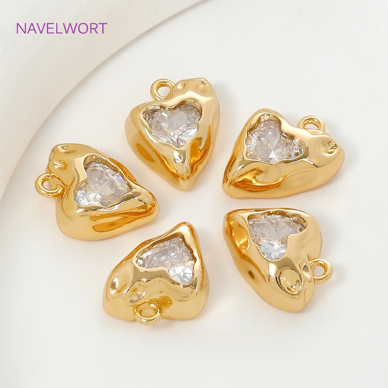 Art Craft Accessories - 14K Gold Plated Heart Shape Charms