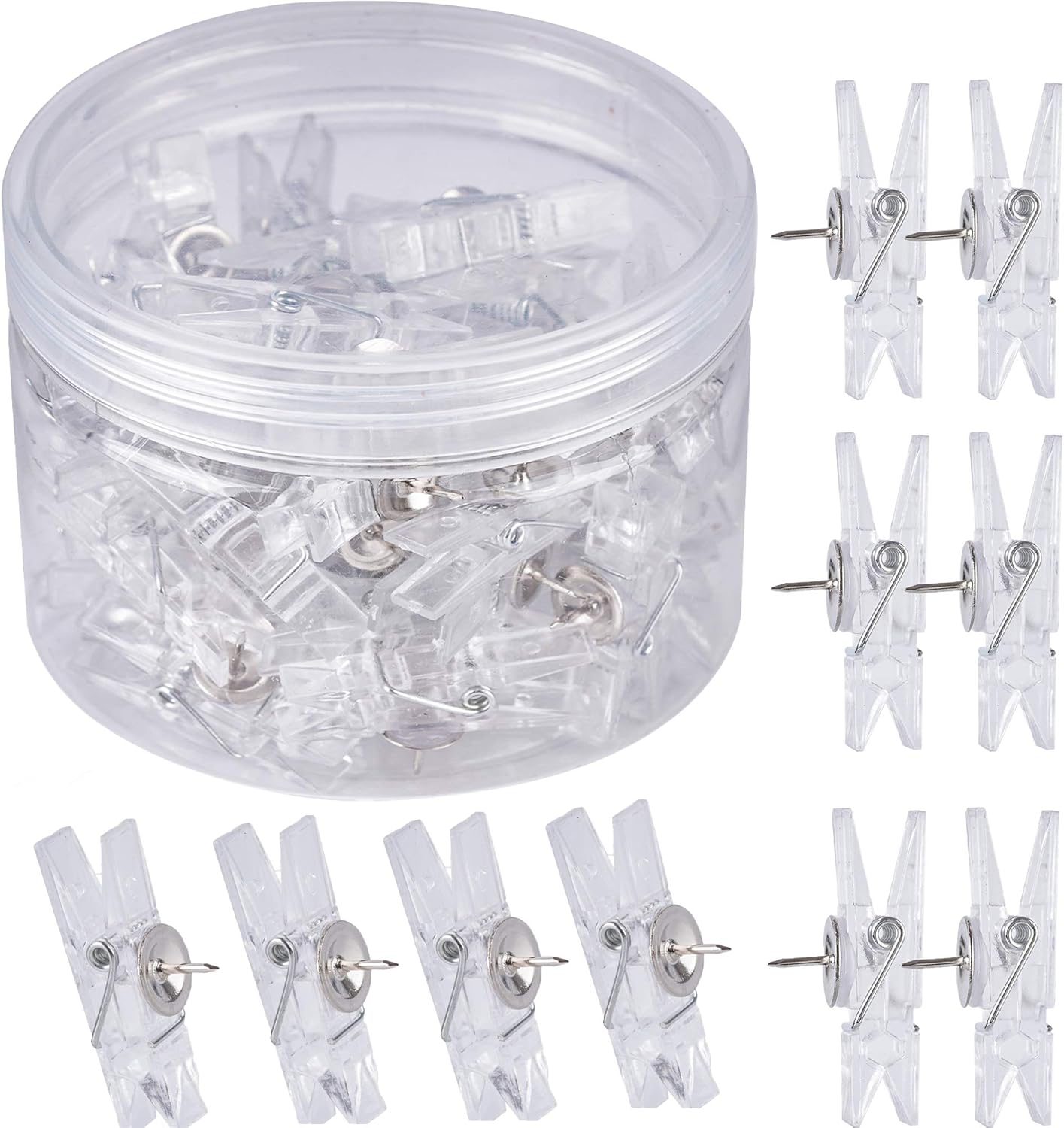 Wallpaper Art And Craft - 60Pcs Clear Decorative Push Pin Clips