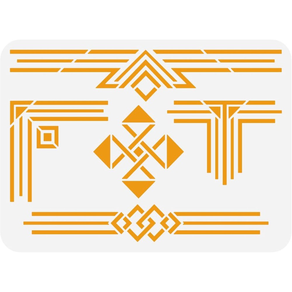 Art Craft Template - Geometric Border Stencil - 11.7x8.3 inch