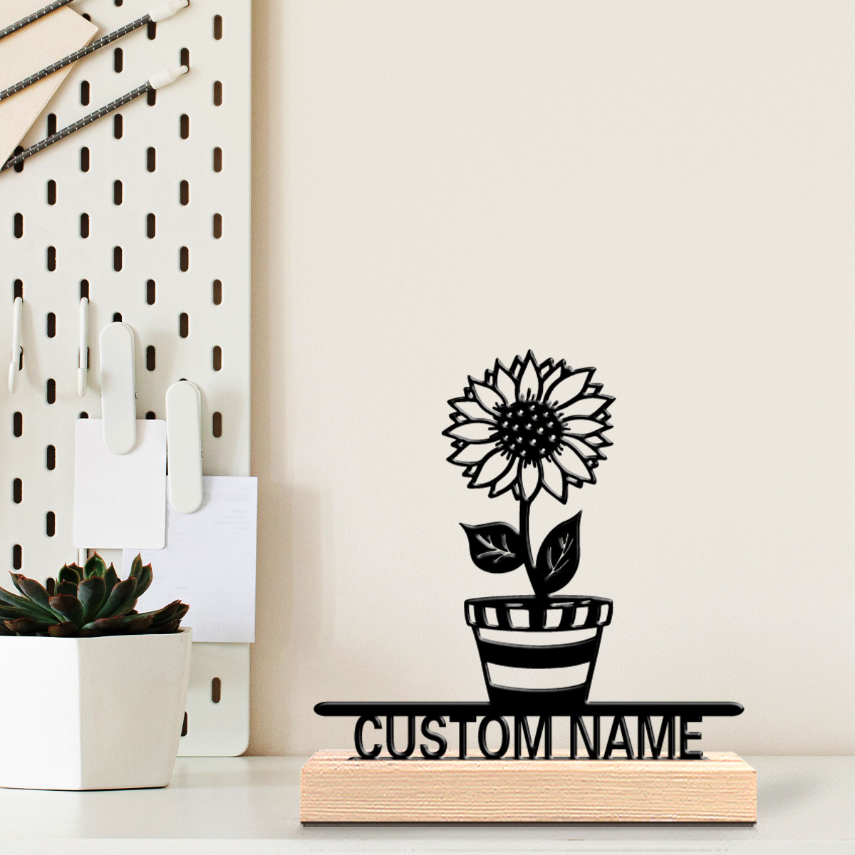 Art Y Craft - 1pc Simple flower Customized Name Metal