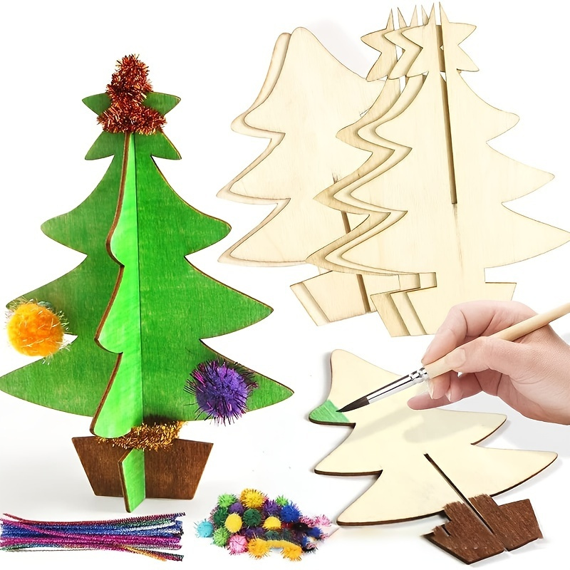 Art Craft Event - 70pcs, DIY Wooden Christmas Tree Craft