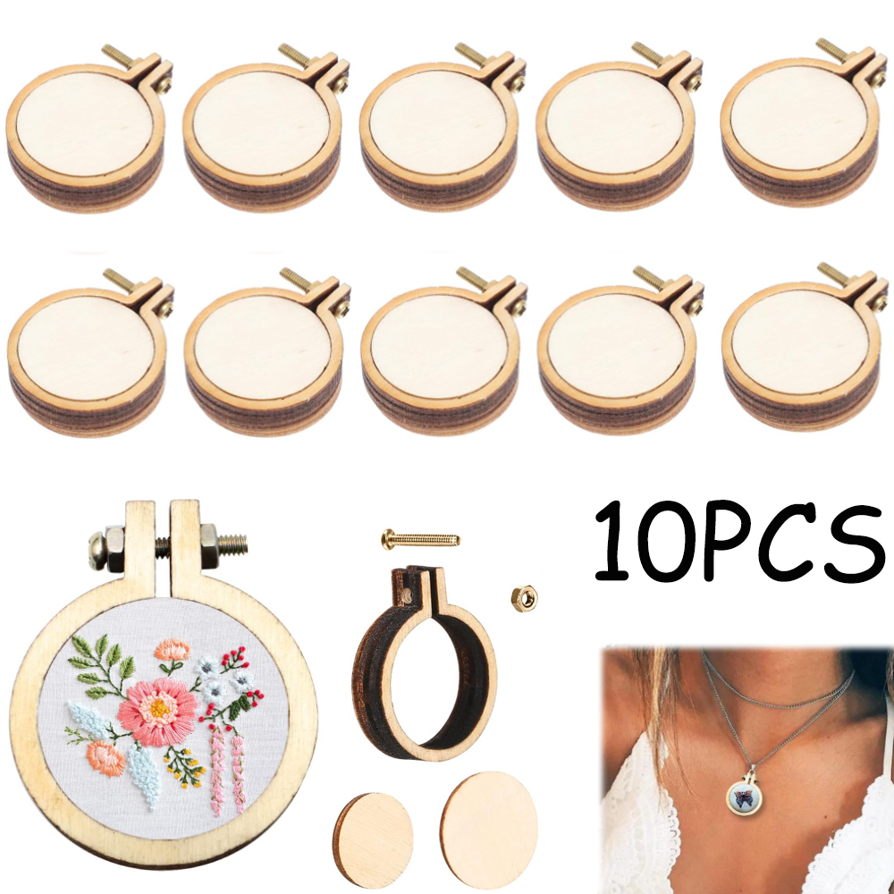 10Pcs/Set Wooden Mini Embroide - đánh giá và giá Embroidery Hoop Kit