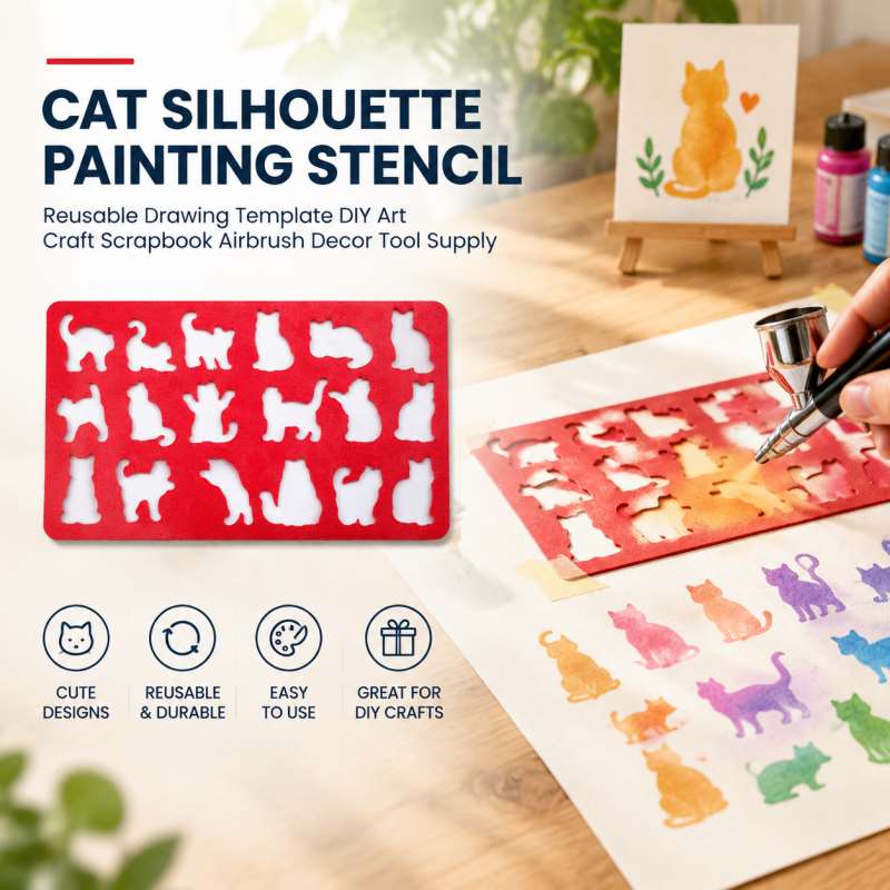 Cat Silhouette Painting Stenci - đánh giá và giá Art Craft Template