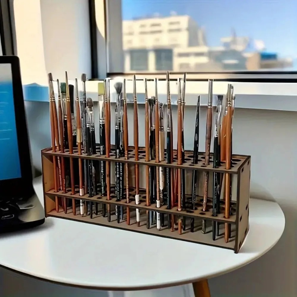 67-Slot Wooden Brush Holder Pr - đánh giá và giá Art Craft Organizer