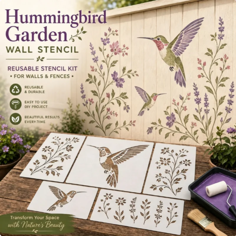 Garden Bird Flower Stencil Set - đánh giá và giá Art Craft Template