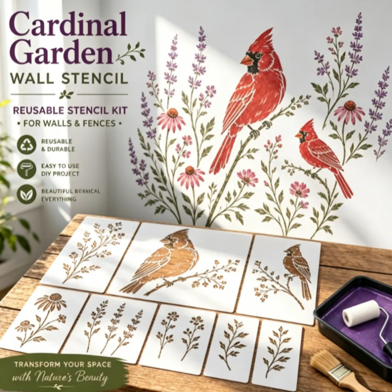 Garden Bird Flower Stencil Set - đánh giá và giá Art Craft Template